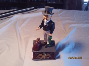 Vintage Uncle Sam Cast Iron Coin Bank With Box - Picture 1 of 4