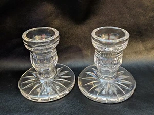 Set Of 2 Vintage Waterford Irish Crystal Cut Glass Candlestick Star Base 3.5" - Picture 1 of 5