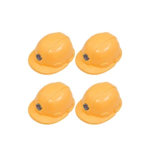 4 Pcs Child Hard Hat Yellow Construction Kids Building Dress Up Hats - Picture 1 of 12