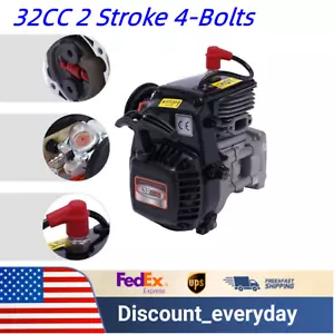 32CC 2 Stroke 4 Bolt RC Gas Engine Motor Fits For 1/5 Redcat Hpi ROVAN KM Baja - Picture 1 of 13