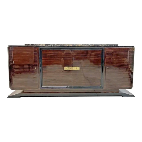 French Art Deco Art Deco Macassar Ebony marble top by Maurice Rinck 1940s Cover