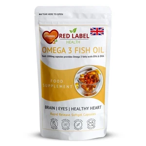 Omega 3 Fish Oil 1000mg Capsules Soft Gel Double Strength EPA & DHA - Picture 1 of 10