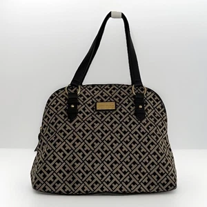 Vintage Tommy Hilfiger Damen Tasche Schulter Handtasche Navy Hellbraun Gold Logo Y2K - Bild 1 von 14