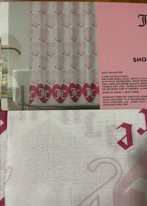 NEU MIT ETIKETT JUICY COUTURE DUSCHVORHANG MIT HAKEN 70 X 72 LOGO HERZEN WEISS PINK NEU - Bild 1 von 5