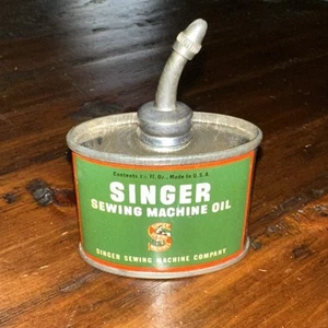 VTG SINGER Sewing Machine Oil Lead Top Tin Litho Advertising Can - Picture 1 of 6