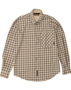 SALEWA Mens Flannel Shirt Medium Beige Check Polyester OL06 - Picture 1 of 3