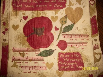 Музыкальные салфетки и полотенца для гостей Hearts Valentines с цветами - Изображение 1 из 4