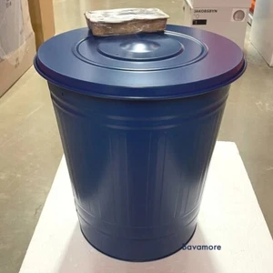 IKEA KNODD Bin with lid, And Handles Blue 11 gallon Steel 20⅛" BRAND NEW - Picture 1 of 6
