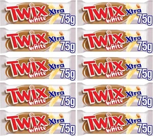 Twix Xtra White Chocolate Biscuit Twin Bars 75g x 10 - Treat Share 4 Everyone - Picture 1 of 1
