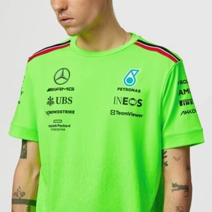 Mercedes AMG Petronas F1 2023 Men's Set Up Driver T-Shirt Volt Green Size Medium - Picture 1 of 8