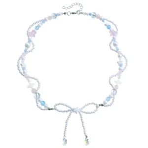 Elegant Beaded Necklace with Bowknot Long Sweater Chain Neck Jewelry for Women - Picture 1 of 8