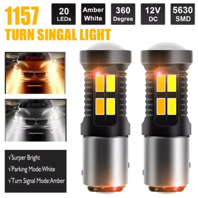 2X 1157 LED Blanco/Ámbar DRL Interruptor Señal de Giro Indicador Bombillas de Luz de Estacionamiento Foto 1 de 4