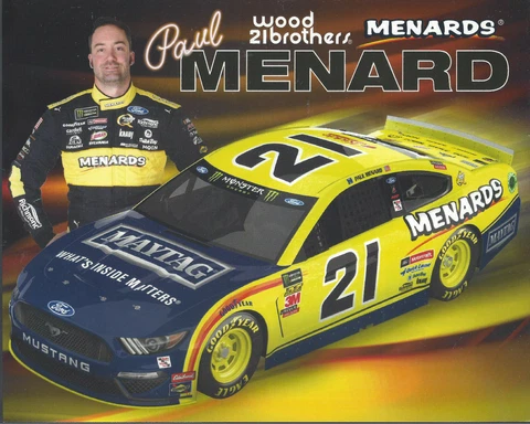 2019 PAUL MENARD “MAYTAG WOOD BROTHERS” #21 NASCAR MONSTER ENERGY POSTCARD Cover