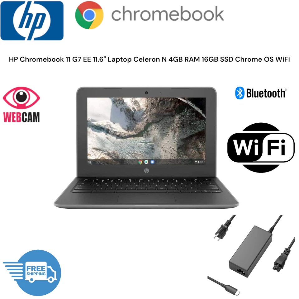 Laptop HP Chromebook 11 G7 11.6" Celeron N 4GB RAM 16GB SSD Chrome OS Hasta 2029 Foto 1 de 4
