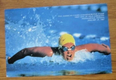 JUEGOS PANAMERICANOS INDIANPOLIS NATACIÓN #2247 1987 PRIMER DÍA CEREMONIA CARPETA Foto 1 de 2