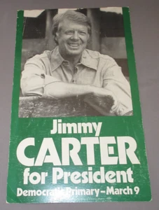 Vintage Jimmy Carter for President 1976 Democratic Primary Campaign Poster 21x13 - Picture 1 of 14