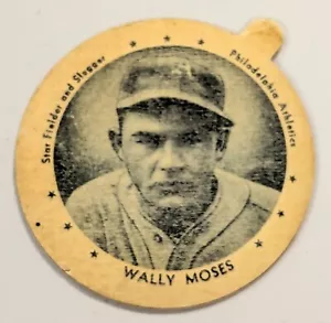 INCREDIBLY RARE 1938 BASEBALL DIXIE LID ⚾WALLY MOSES⚾ HOOD'S ICE CREAM WITH TAB - Picture 1 of 2
