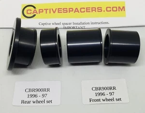 CBR900RR FIREBLADE  1996  1997 Captive wheel Spacers. Full set. Anodised Black. - Picture 1 of 4