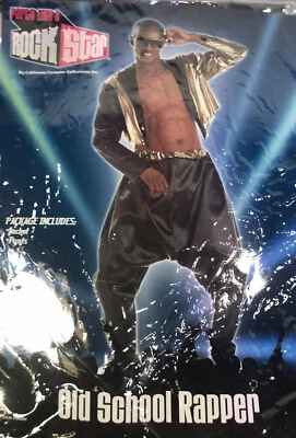 Rapper ( Old school) Adult Costume NEW- Black/Gold, Size Large/XL - Image 1 of 4