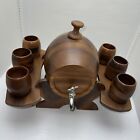 Beautiful Beer Wood Barrel Full Set 6 Cups & Stand Included
