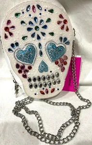 Betsey Johnson Bone-Jour Cross Body Sugar Skull Bag MSRP $148 - Picture 1 of 9