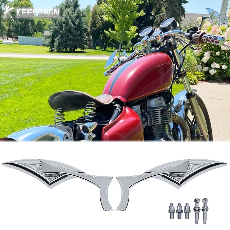 Пара хромированных боковых зеркал заднего вида для Honda CM400T CM125 CM250C CM400 CM450A - Изображение 1 из 4