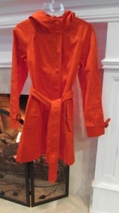 J.Crew Orange Cotton Hooded Zippered Trench with Gold Trim Sz 2 Compare $180 - Picture 1 of 18