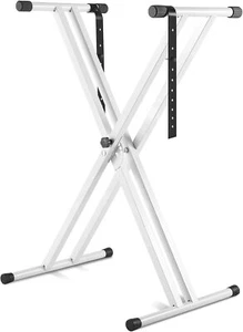 Keyboard Stand Height Adjustable EPiano Stand Double Stretch Keyboard White - Picture 1 of 6
