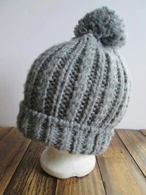 ROXY Mujer Gorro Gorra Talla Única OS Grueso Acrílico Tejido Pom Gris Acanalado Foto 1 de 4