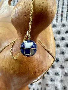 Colgante Globo Mundo Mosaico Chapado en Oro 14k Vintage - Imagen 1 de 10