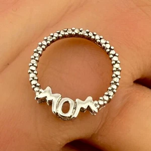 Vintage 925 Sterling Silber schöner Akzent "MOM" Schieber Anhänger (1,4g) - Bild 1 von 4