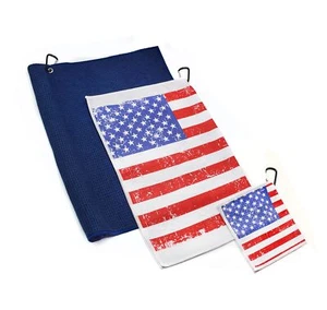 Golf Towel with Clip for Golf Bags for Men & Women, USA Patriotic American Fl... - Picture 1 of 9