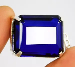 104,70 ct natürlicher Tansanit 925 massiv Silber Anhänger Smaragdschliff lose Edelstein - Bild 1 von 7