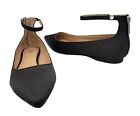 The Fix Evie Military-Inspired Ankle Strap Pointed Toe Flat Black Size: 9 B (M
