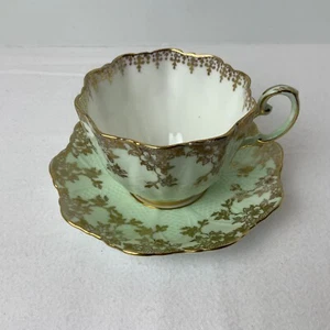 VTG Paragon A381 Embossed Mint Gold Gilt Double Warrant Cup And Saucer - Picture 1 of 15