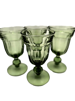Juego de 4 copas verdes Libbey Gibraltar Duratuff 7" de colección Foto 1 de 3