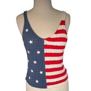 Camiseta sin mangas tejida con bandera americana Moon & Madison roja blanca azul transpirable talla pequeña - Imagen 1 de 9