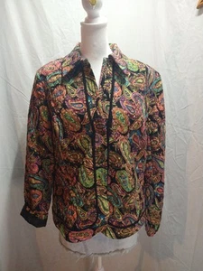 Requirements Jacket Womens Large Paisley Neon Quilted Light Weight Retro Y2K Art - Picture 1 of 12