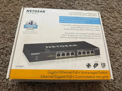 NETGEAR GS308PP 8-Port Gigabit Ethernet Unmanaged Switch  Open Box - Image 1 of 3