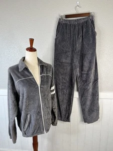 Vtg Abercrombie & Fitch Men’s Velour Zip Up Track Jacket Size Medium 80s 90s - Picture 1 of 24