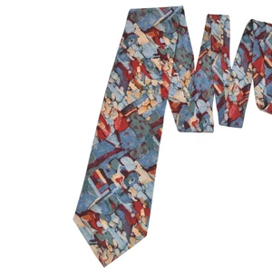 Charleston Krawattenhalter 100% Seide 90er Jazzy Abstrakt Bunt Krawatte Made in Italy - Bild 1 von 8