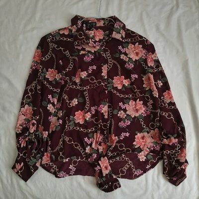 Business Casual Floral Pattern Women's Blouse Long Sleeve Medium - Image 1 of 4