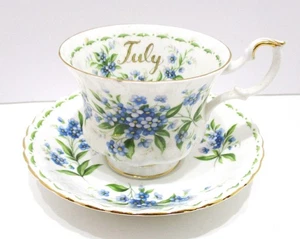 Royal Albert Bone China July Flower of Month Cup Saucer Set  Forget Me Not - Picture 1 of 3