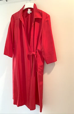 Coldwater Creek - Classic Red Wrap Dress, with side tie, 100%  silk, Size 14  - Image 1 of 4