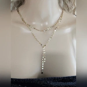Collar en capas BaubleBar disco dorado Lariat - Imagen 1 de 13