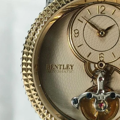 Reloj Bentley Automático Fase Lunar Esfera Dorada Cinturón Cuero Marrón Hombre Foto 1 de 4