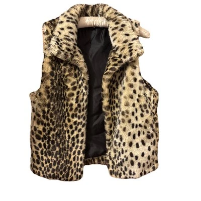 Chaleco de piel de leopardo sintético para mujer Gianni Bini bolsillos forrados talla S Foto 1 de 4