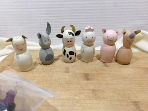 Hearth and Hand Magnolia Wooden Forest Woodland & Farm Animal Figurines Set 6 - Picture 1 of 5
