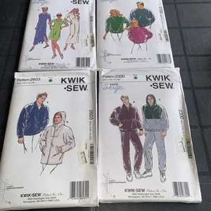 Kwik Sew Lot of 4 Sewing Patterns Uncut Serge Dress Jackets Sweats - Picture 1 of 6