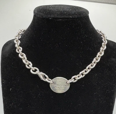 Collar gargantilla Please Return to Tiffany & Co. etiqueta 15 pulgadas plata de ley 925 Foto 1 de 3